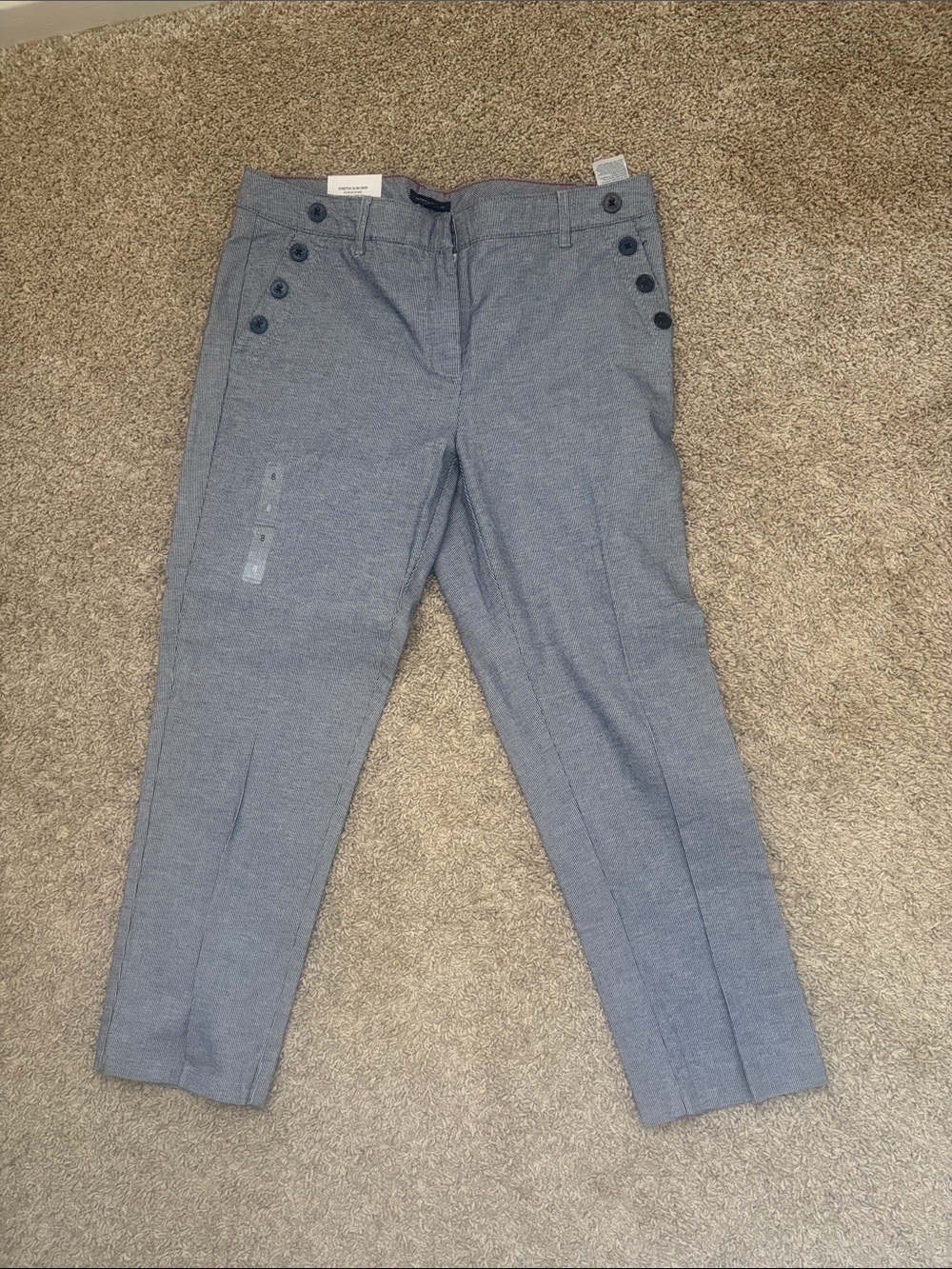 Tommy Hilfiger Light Gray Cropped Dress Pants with Side Button Detail